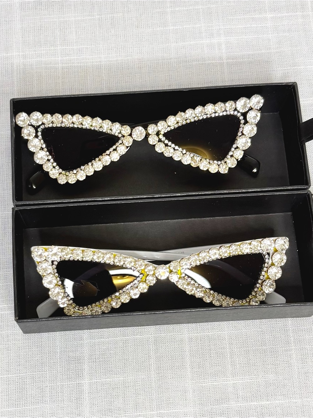 Rhinestone Cat Eye Sunglasses Bundle Black & White Statement Shades